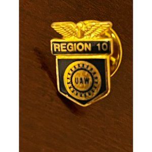 UAW Region 10 United Auto Workers Union Wisconsin Minnesota Dakota Pin CB Gold